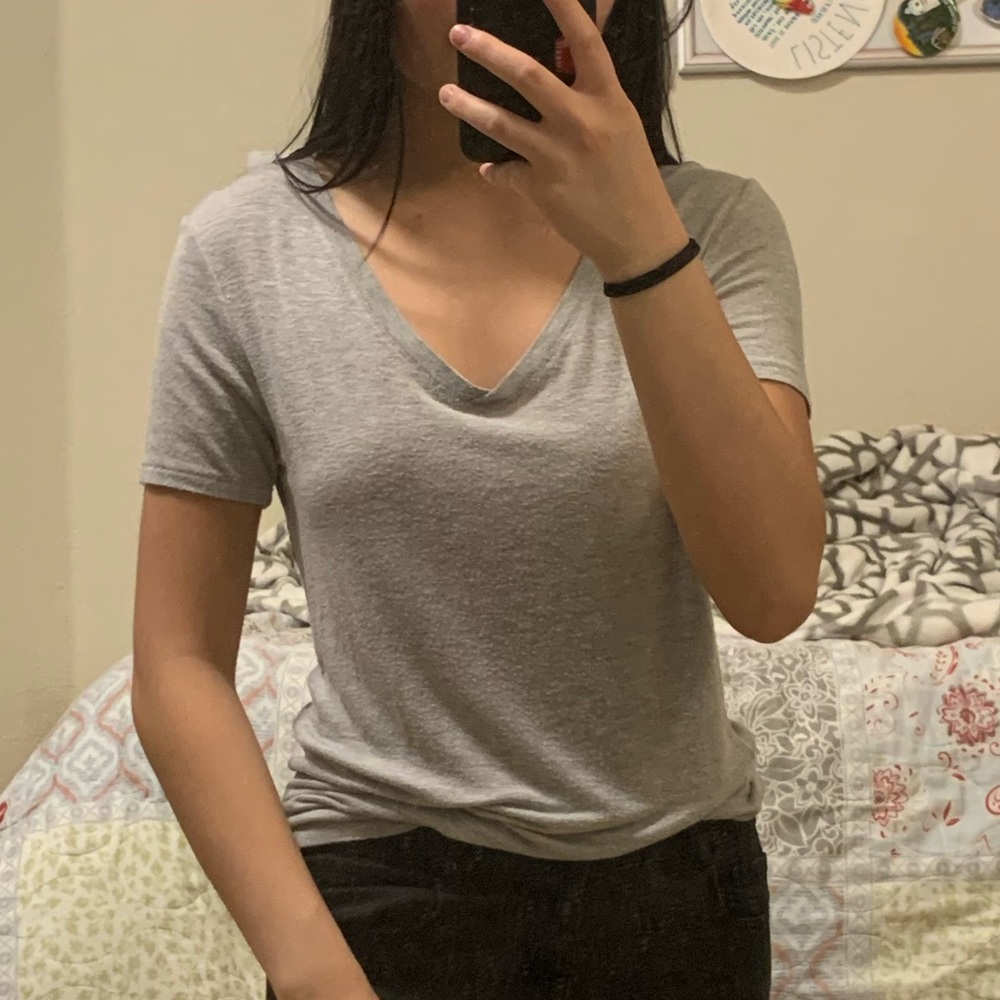 Gray V Neck T-Shirt
